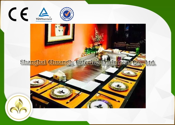 Mua Khí đốt tự nhiên Mười chỗ ngồi Hình chữ nhật Thiết bị nướng Teppanyaki 2400 * 850 * 800mm online manufacture