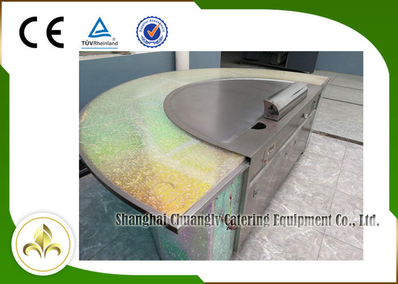 Mua 8 chỗ ngồi bằng thép không gỉ Hệ thống sưởi điện từ hình bán nguyệt Bàn Teppanyaki sản xuất trực tuyến
