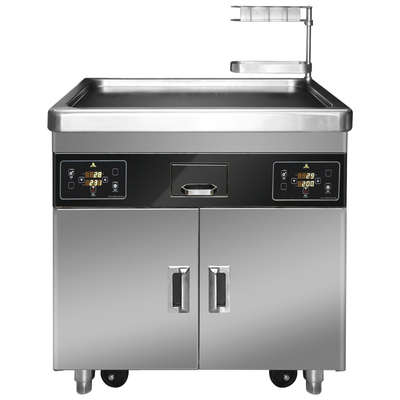 Nhà bếp thương mại Bàn nướng Teppanyaki di động đa chức năng với lò đôi