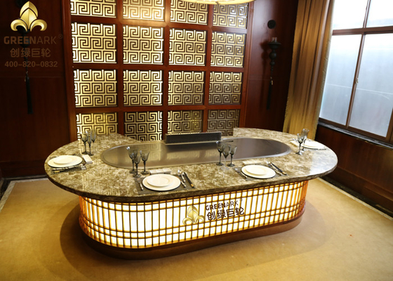 Phong cách Nhật Bản Hình bầu dục Thiết bị phục vụ ăn uống nướng Teppanyaki không gỉ