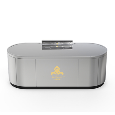 Bàn nướng Teppanyaki Oval có thể được tùy chỉnh kích thước và phương pháp xả khói (theo nhu cầu) nướnghibachi