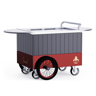 Red Mobile Teppanyaki Grill 16 inch bánh xe tùy chỉnh Di chuyển tự do Vật liệu cấp thực phẩm Hibachi Grill Table