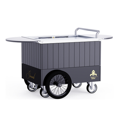 Đen Mobile Teppanyaki Grill bền hơn 20 năm bảng cấp thực phẩm Hibachi Grill Table