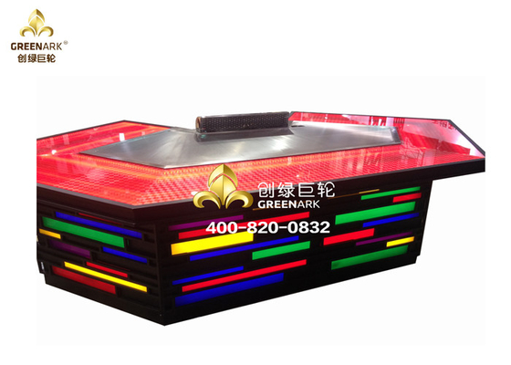 Bàn nướng Teppanyaki có hình dạng cầu trên hoặc xuống Bàn nướng Teppanyaki với 11 chỗ ngồi