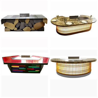 Customized 11 Seat Fan Shape Teppanyaki Grill Table with 500*380mm Cooking Size for Commercial Restaurant & Hotel