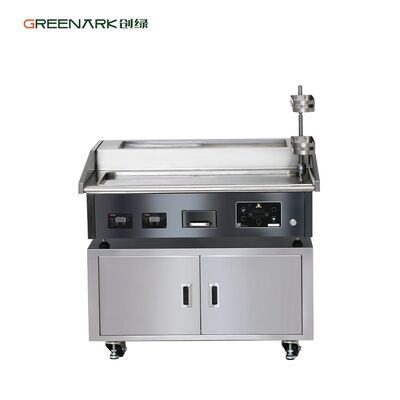 Nướng Teppanyaki thương mại với thép hợp kim loại thực phẩm 16mm, điều khiển nhiệt độ thông minh 280 ° C và khu vực sưởi ấm 896x390mm